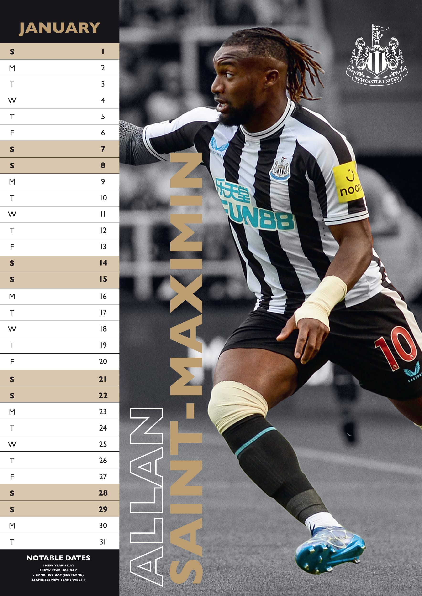 Newcastle United FC 2023 A3 Wall Calendar by Danilo Promotions