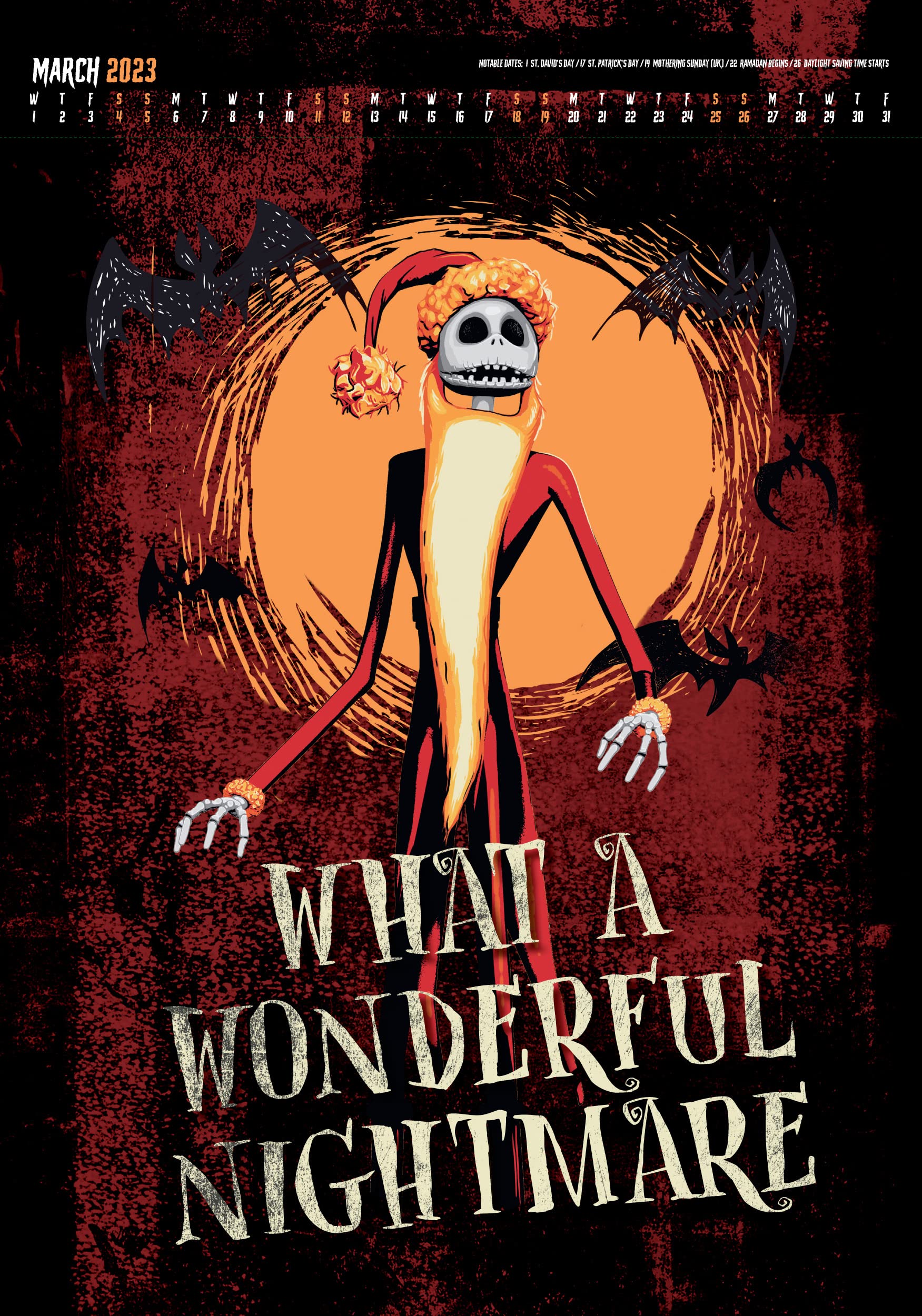 The Nightmare Before Christmas 2023 A3 Deluxe Wall Calendar by Danilo