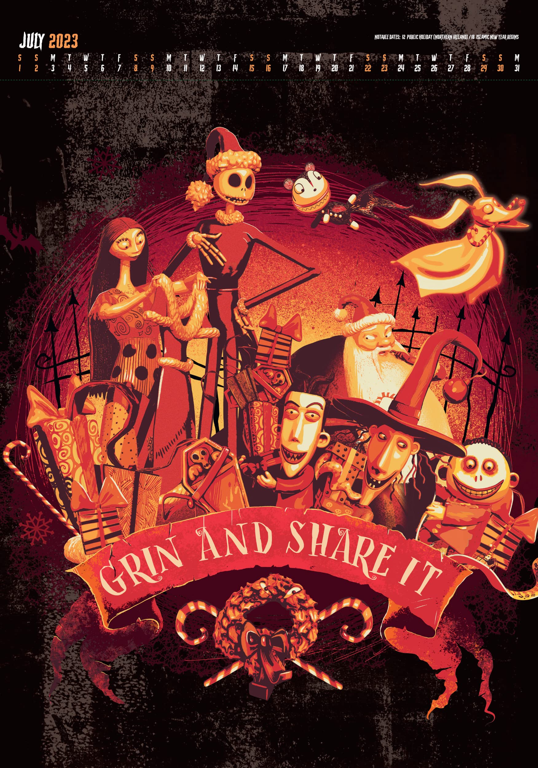 The Nightmare Before Christmas 2023 A3 Deluxe Wall Calendar by Danilo