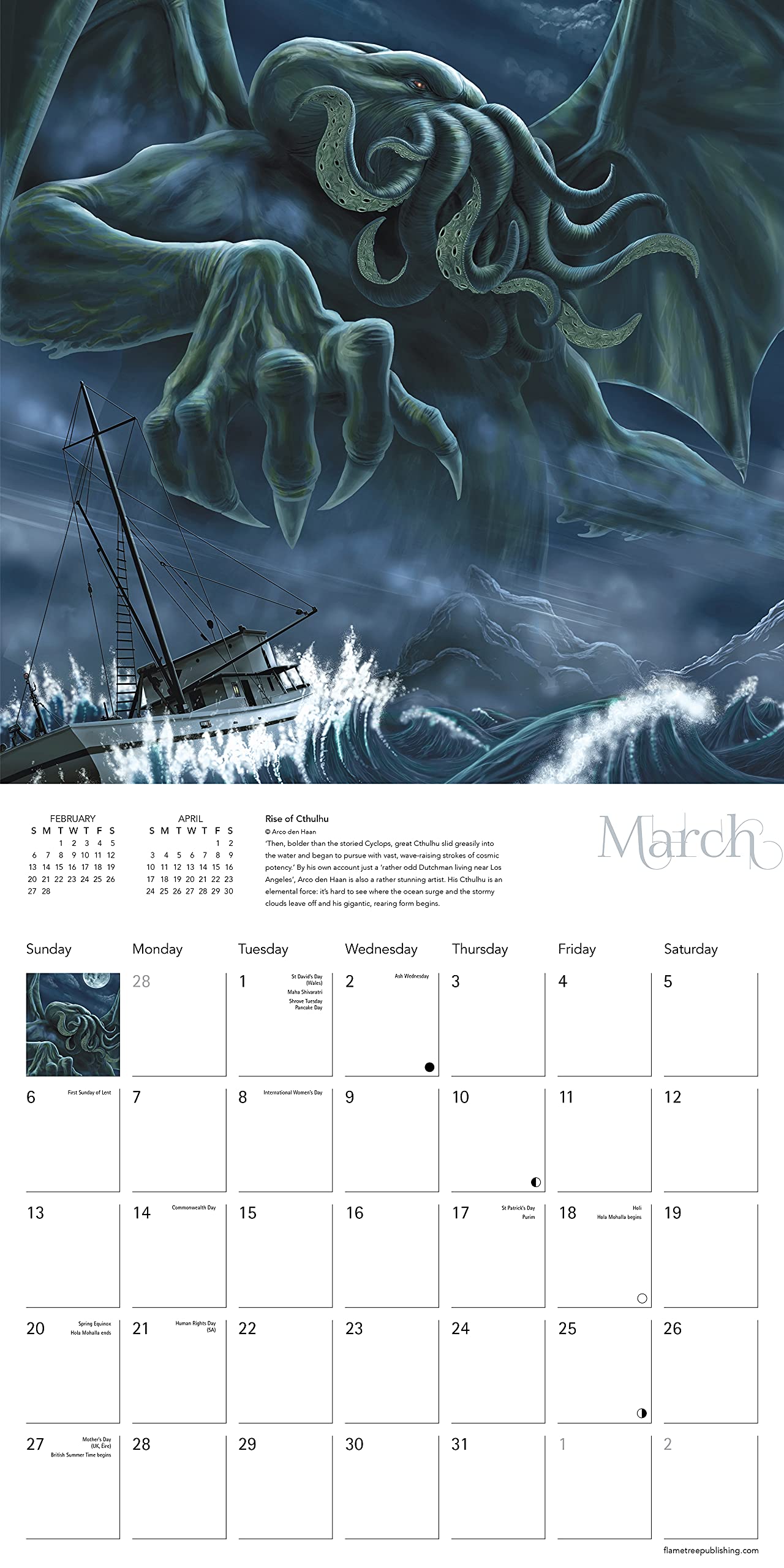Cthulhu 2022 Wall Calendar (Art Calendar) by Flame Tree Studio