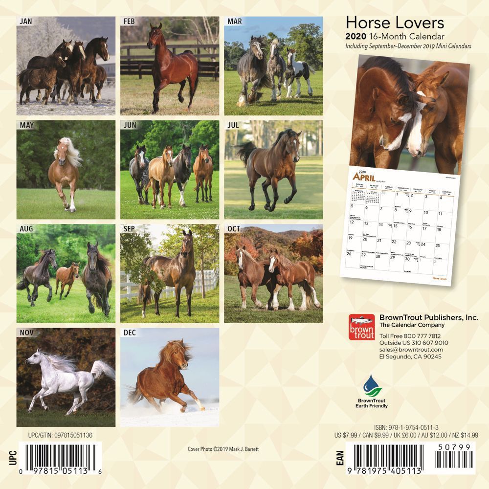 Horse Lovers 2020 Mini Wall Calendar by Browntrout Publishers
