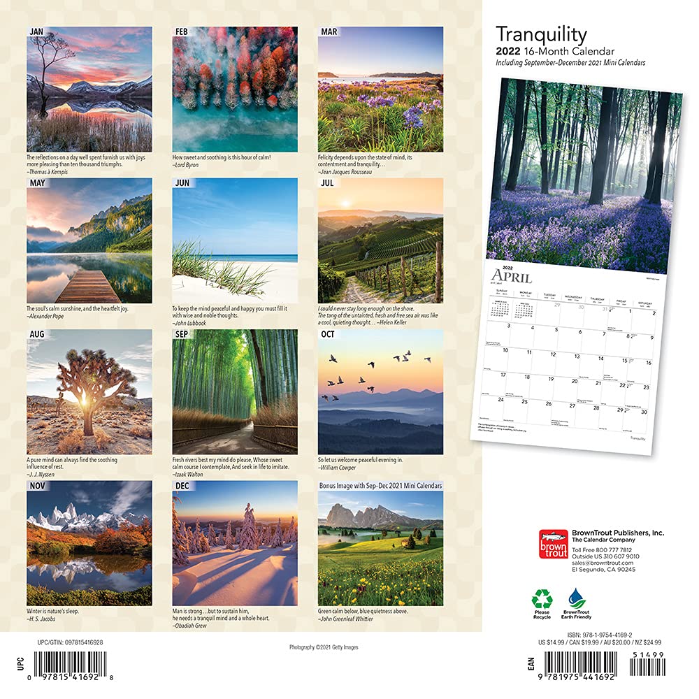 Tranquility 2022 Wall Calendar by BrownTrout US 9781975441692