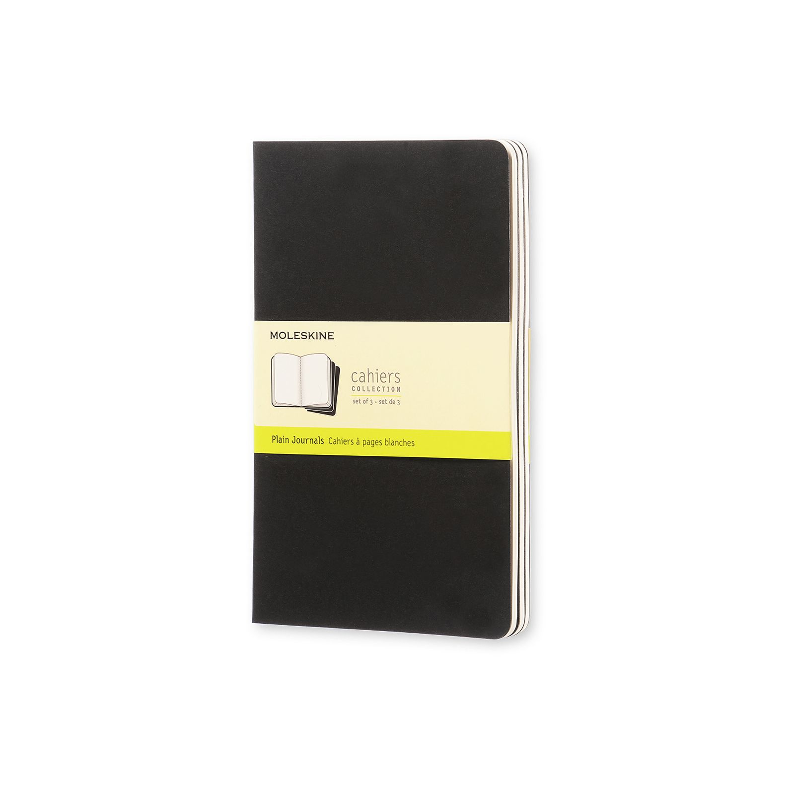 Moleskine Cahiers Large Journals, Plain Black (Set of 3), Soft