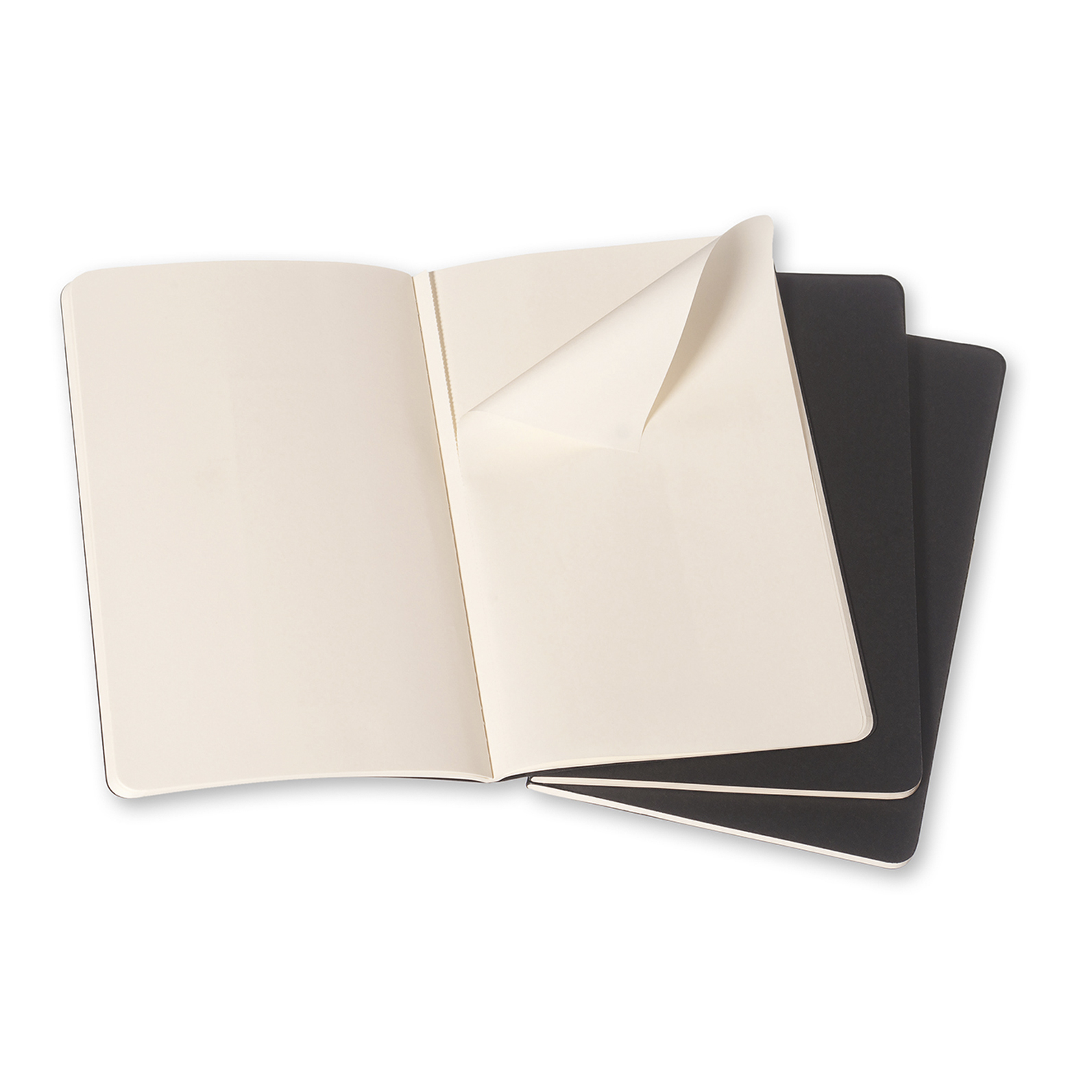 Moleskine Cahiers Large Journals, Plain Black (Set of 3), Soft