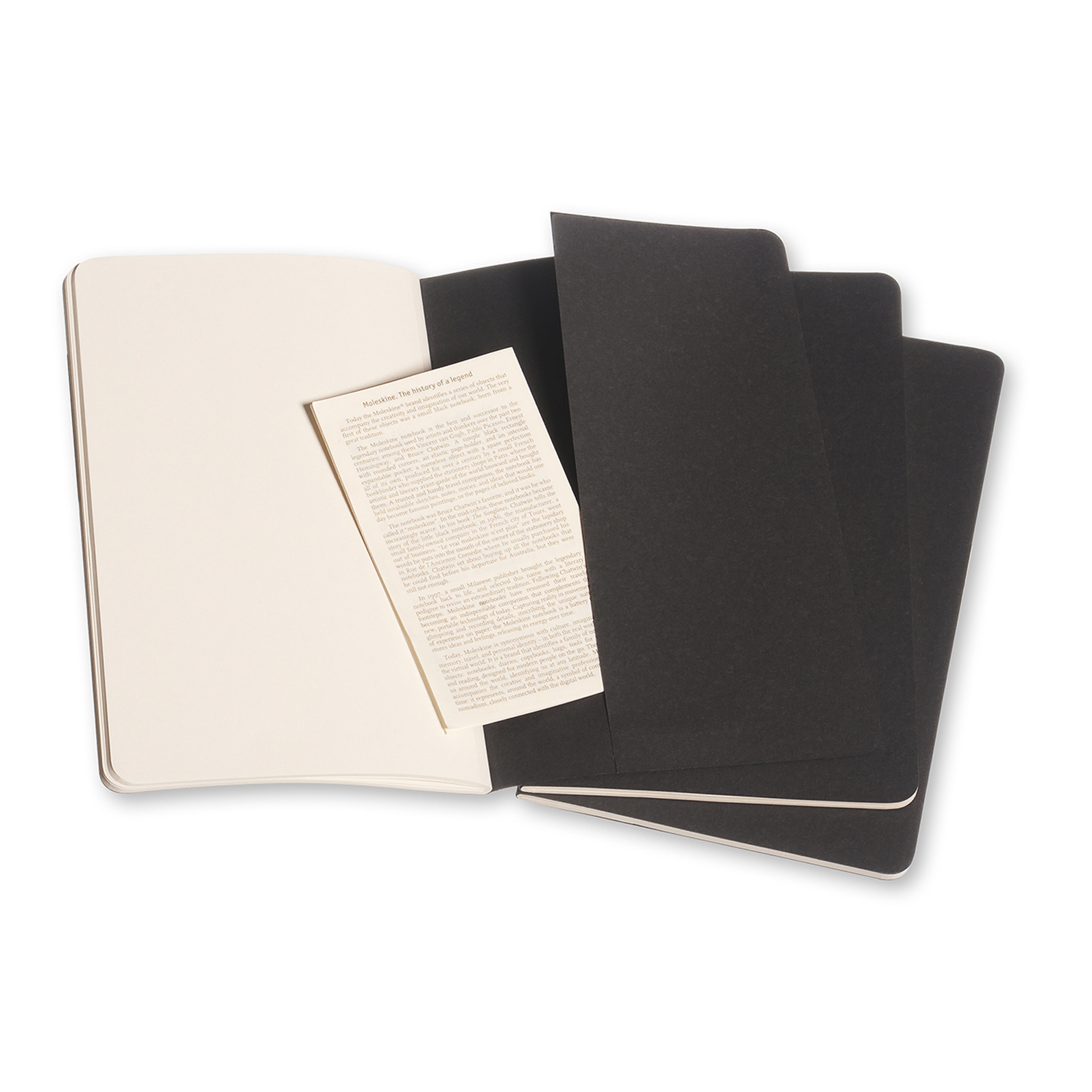 Moleskine Cahiers Large Journals, Plain Black (Set of 3), Soft