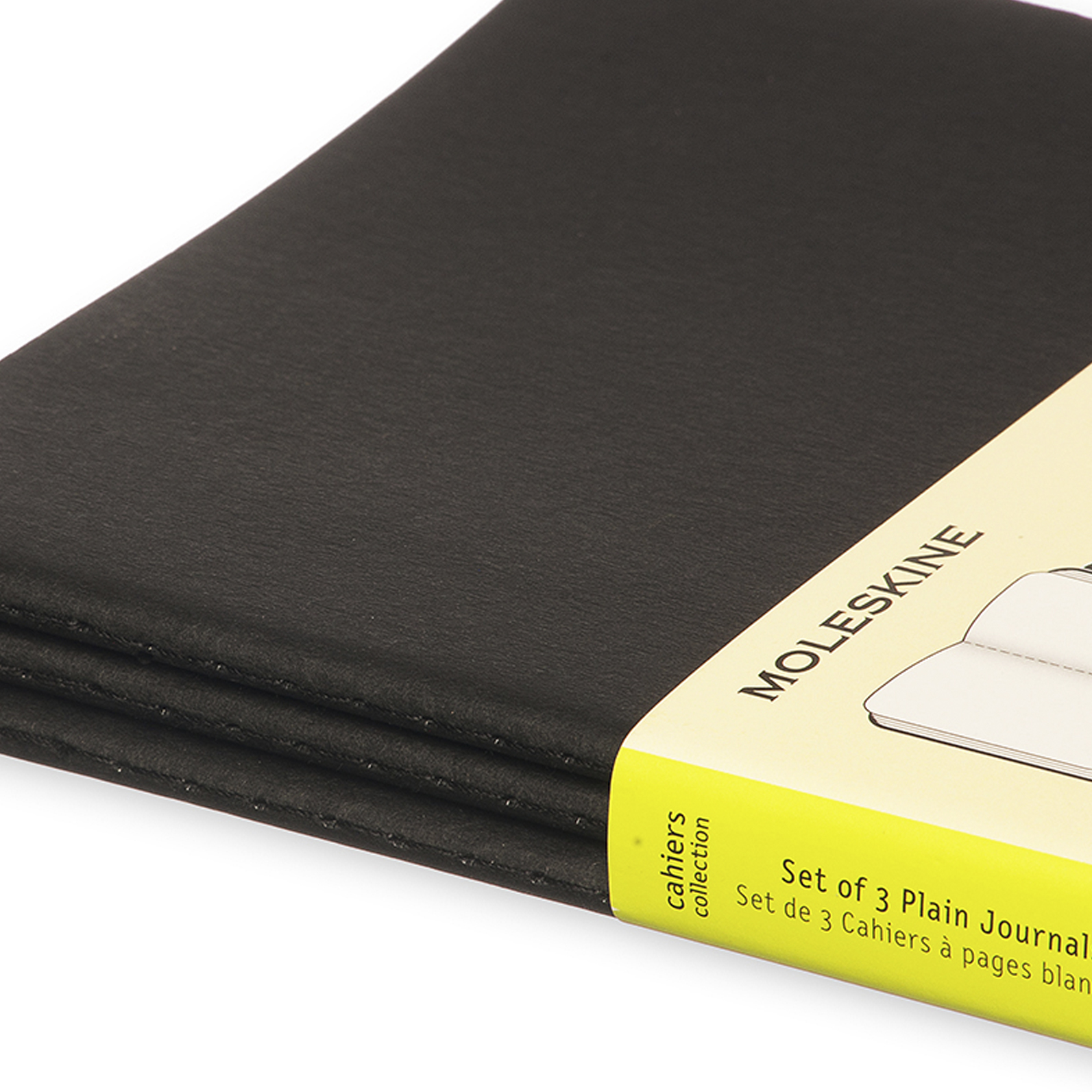 Moleskine Cahiers Large Journals, Plain Black (Set of 3), Soft